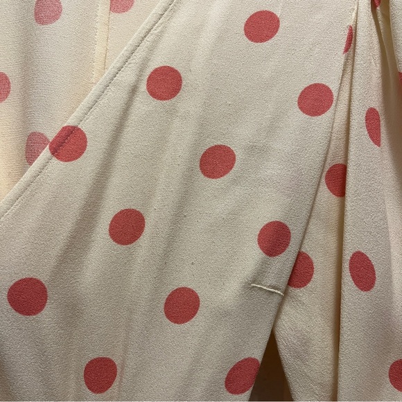 Reformation Olince Polka Dot Wrap Mini Dress Cream Pink Crepe - Picture 2 of 4